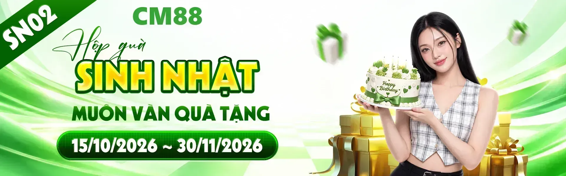 2. Nhân dịp sinh nhật CM88, hàng loạt quà tặng và phần thưởng hấp dẫn được chuẩn bị dành cho hội viên. Đăng ký ngay để khám phá những ưu đãi đặc biệt.